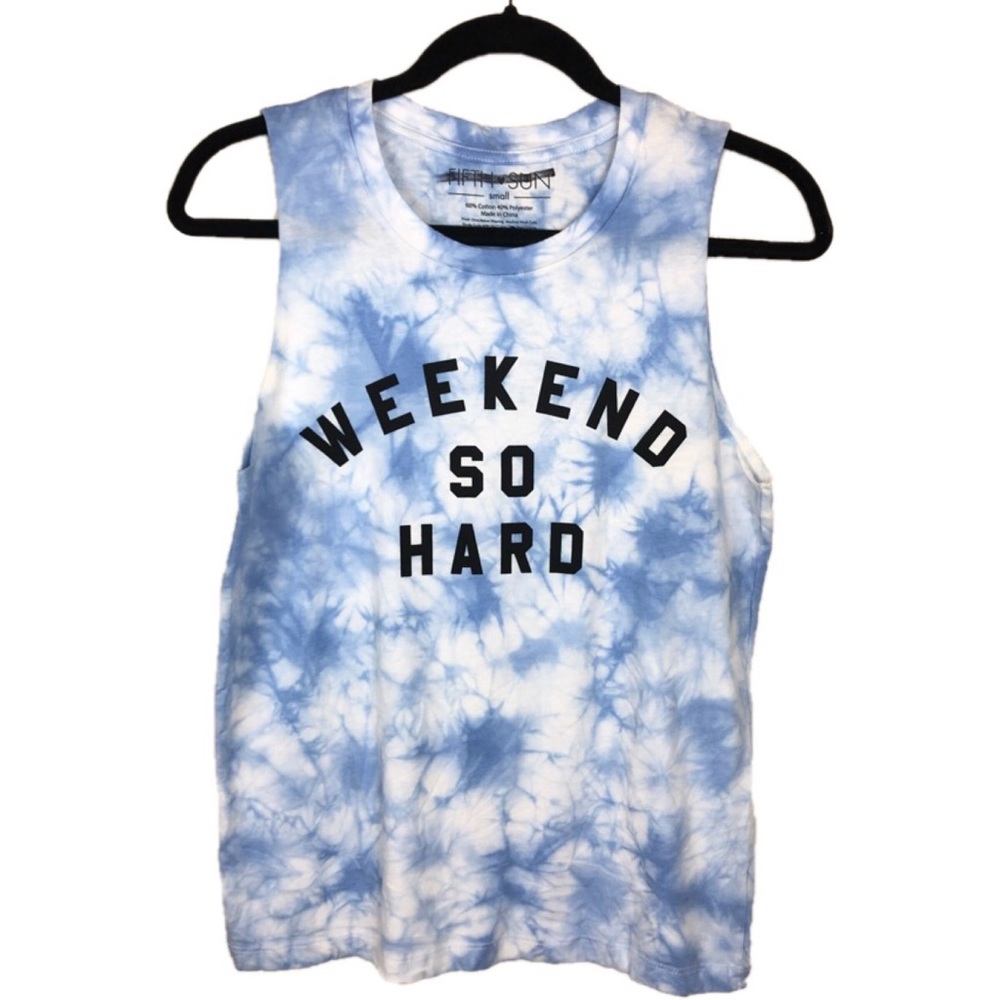 FIFTH SUN WEEKEND SO HARD BLUE TIE DYE GRAPHIC T S